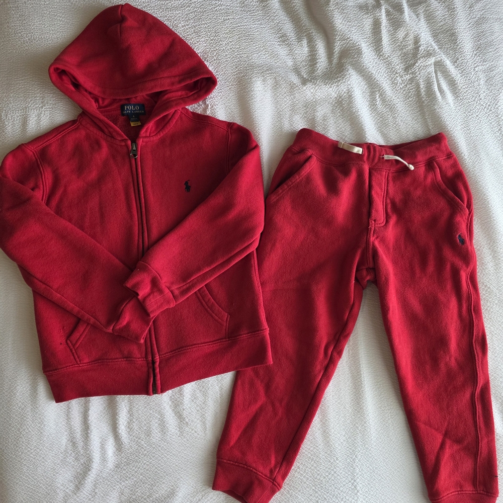 Polo by Ralph Lauren Kids Red Hoodie and Joggers Set